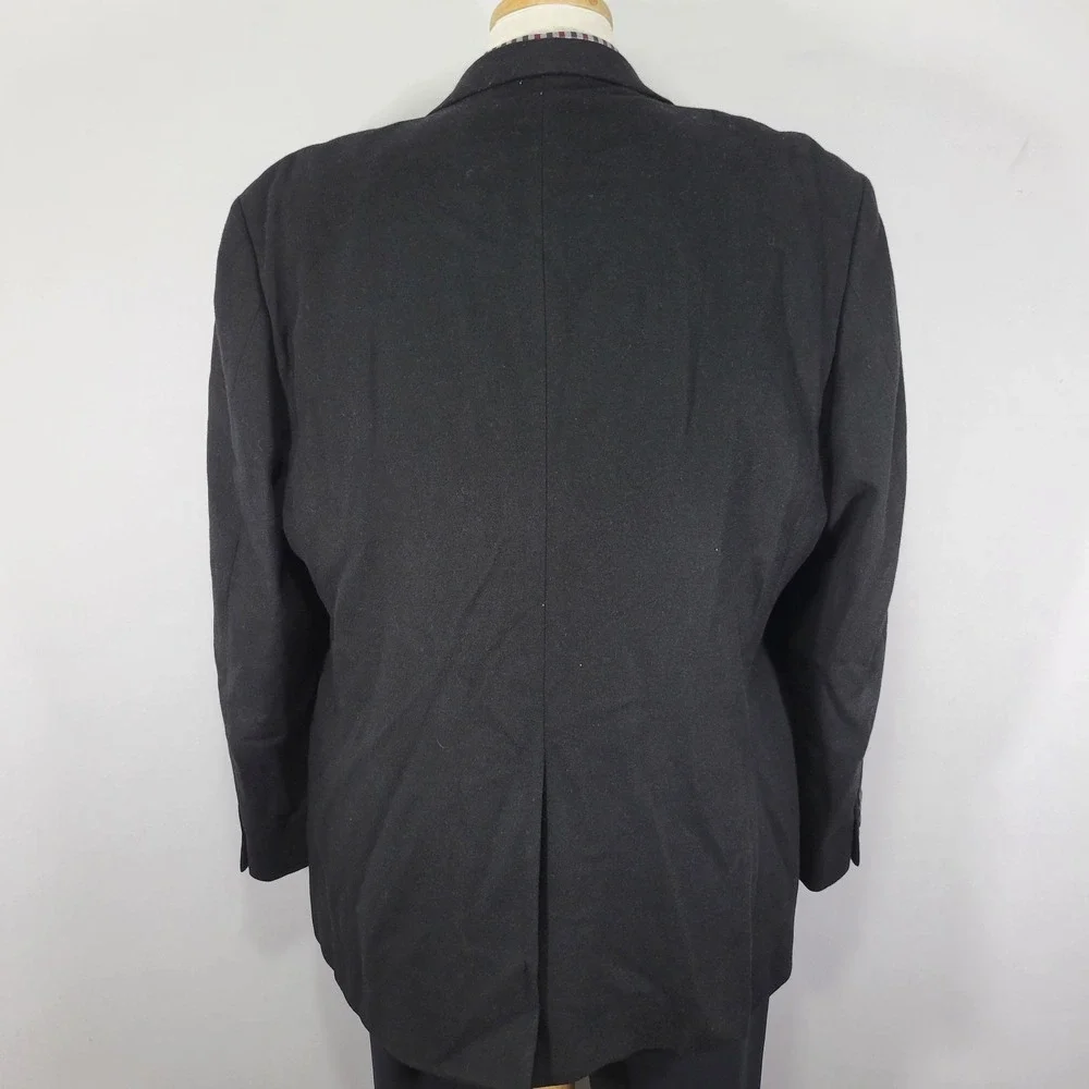 Chaps Men's Sport Coat Blazer Two Button Flannel Silk Wool Cashmere Black 46R‎